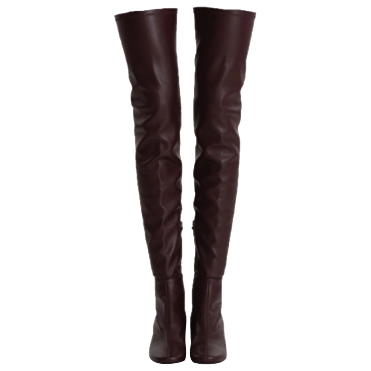 Pre-owned Max Mara Leather Boots In Burgundy
