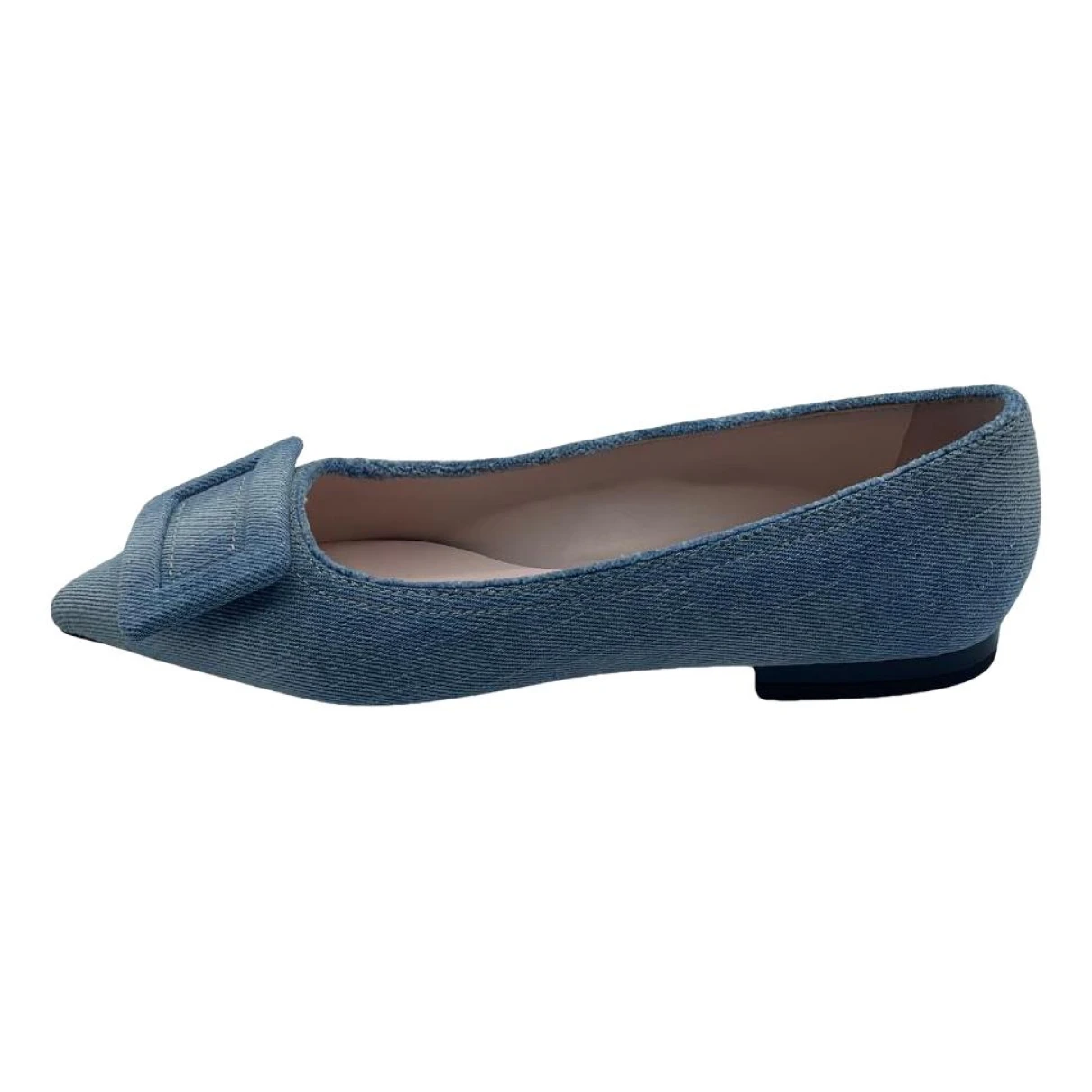 Pre-owned Roger Vivier Gommetine Cloth Ballet Flats In Blue