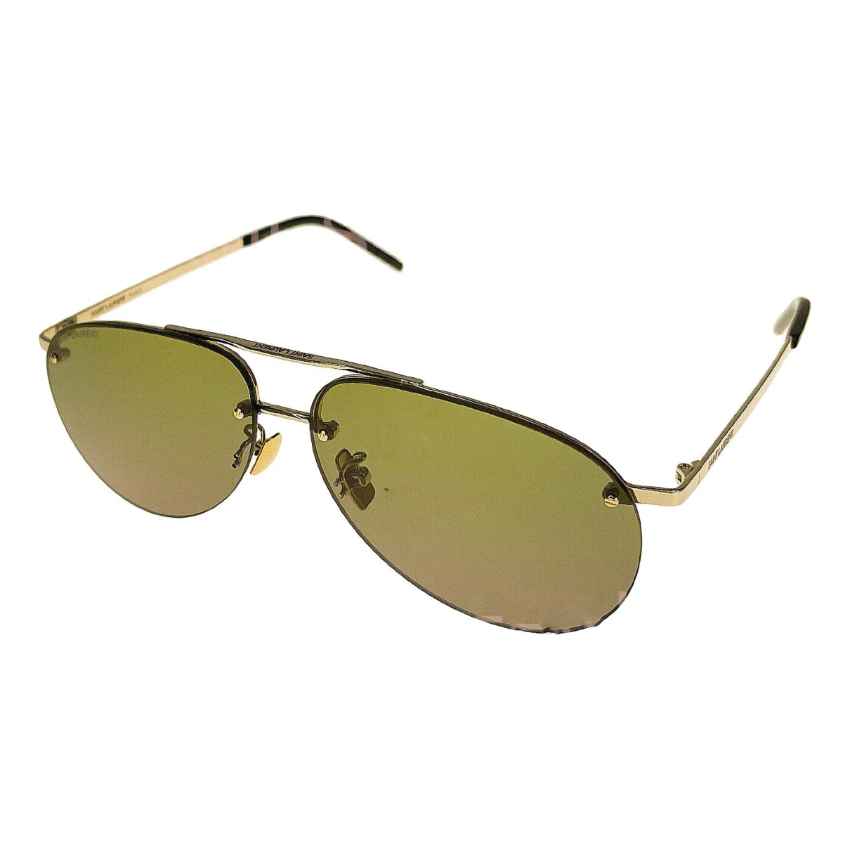 Pre-owned Saint Laurent Aviator Sunglasses In Green