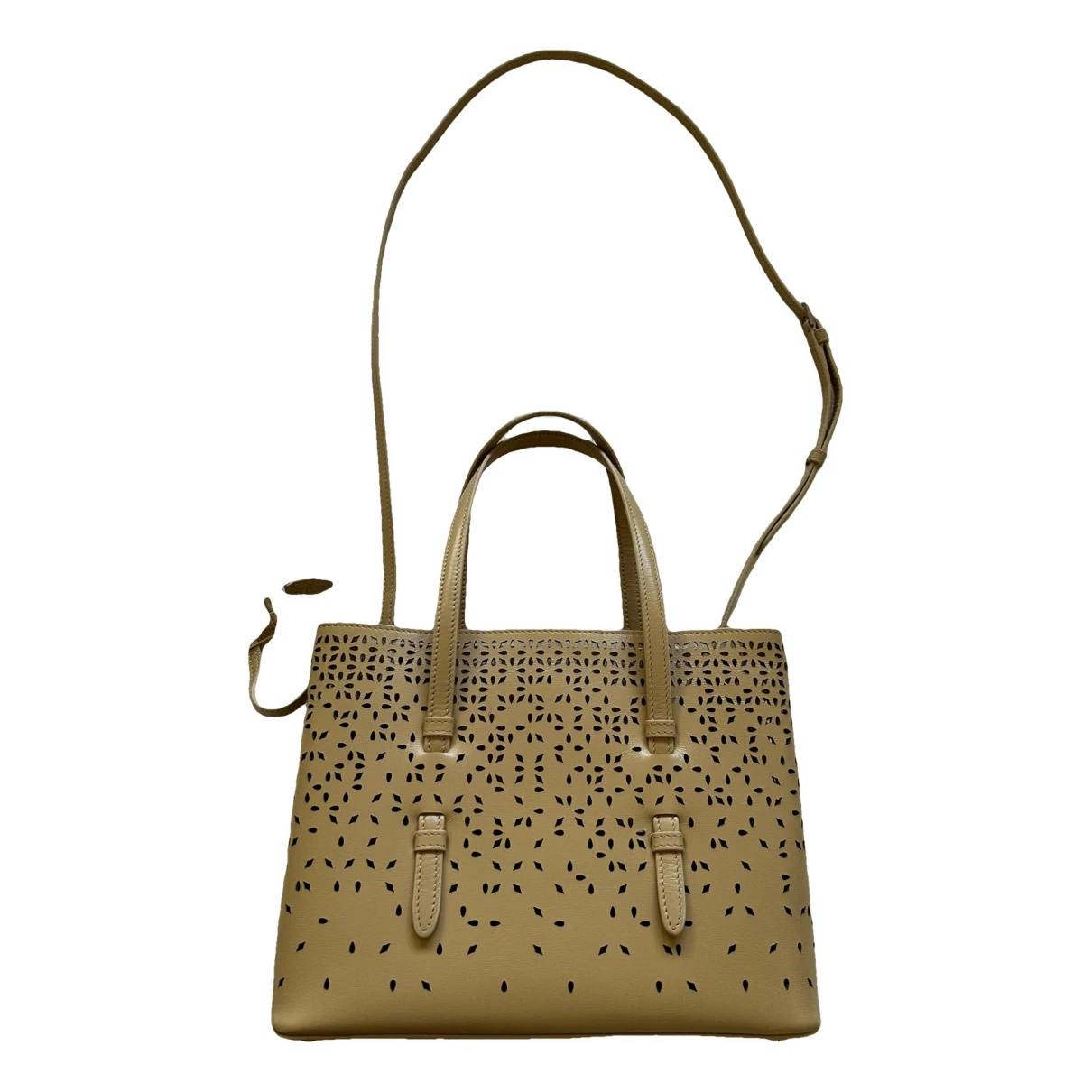 Pre-owned Alaïa Mina Leather Handbag In Beige