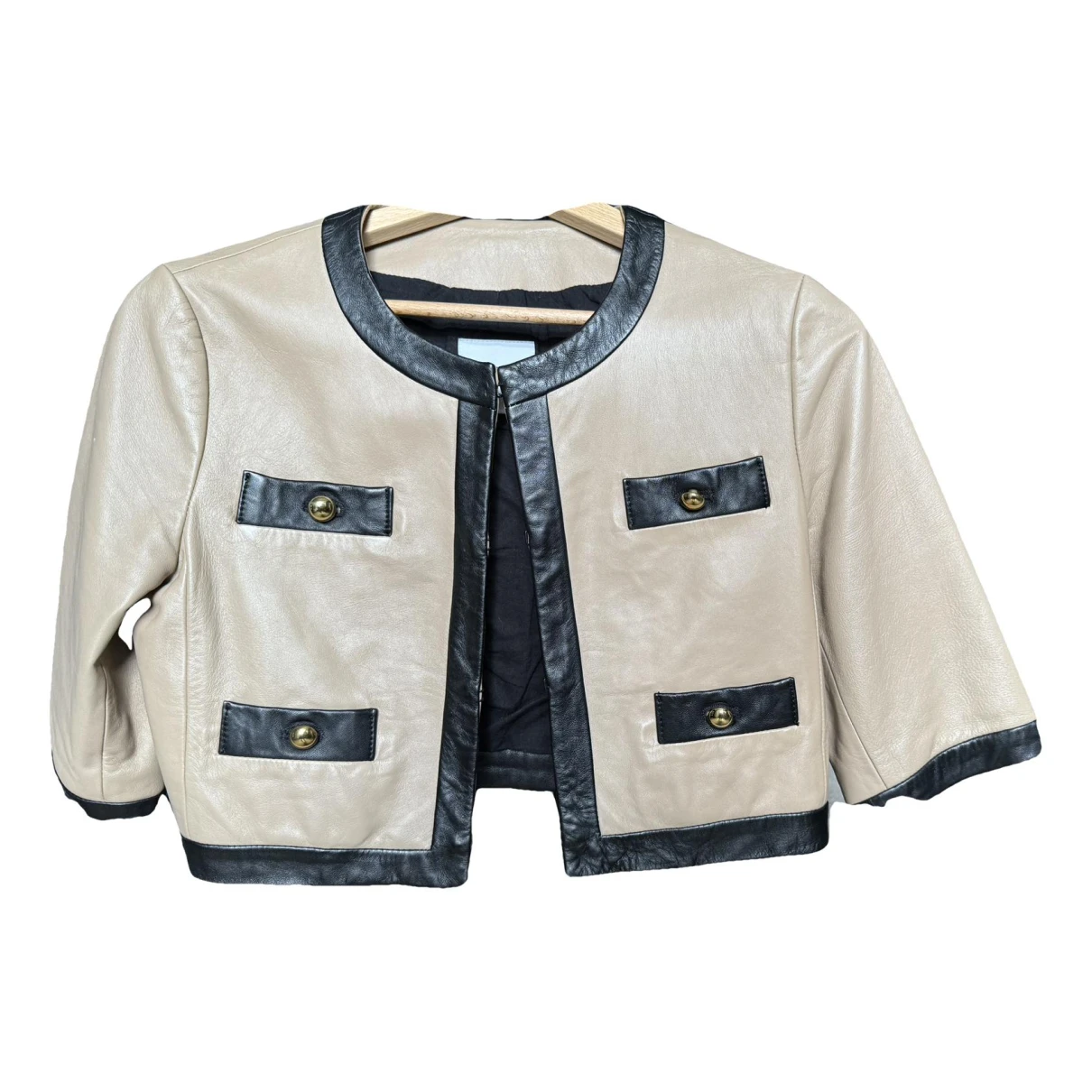 Pre-owned Moschino Cheap And Chic Leather Biker Jacket In Camel