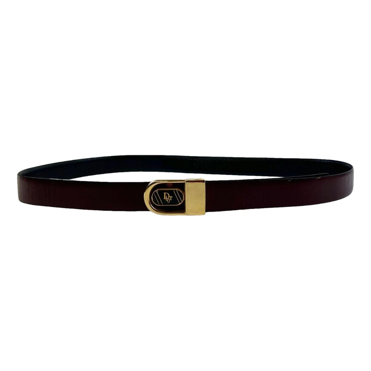Pre-owned Dior Leather Belt In Burgundy