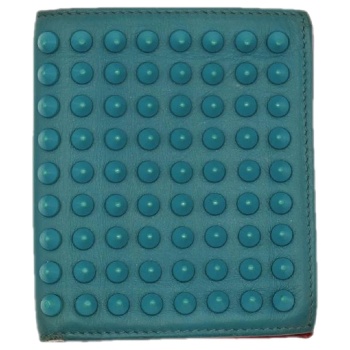 Pre-owned Christian Louboutin Leather Card Wallet In Turquoise