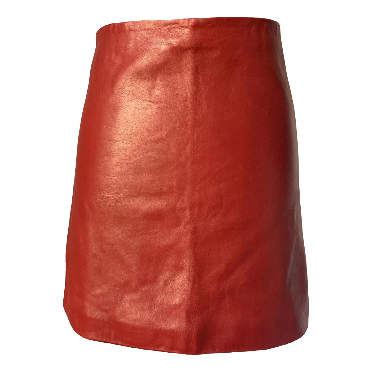 Pre-owned Saint Laurent Leather Mini Skirt In Red