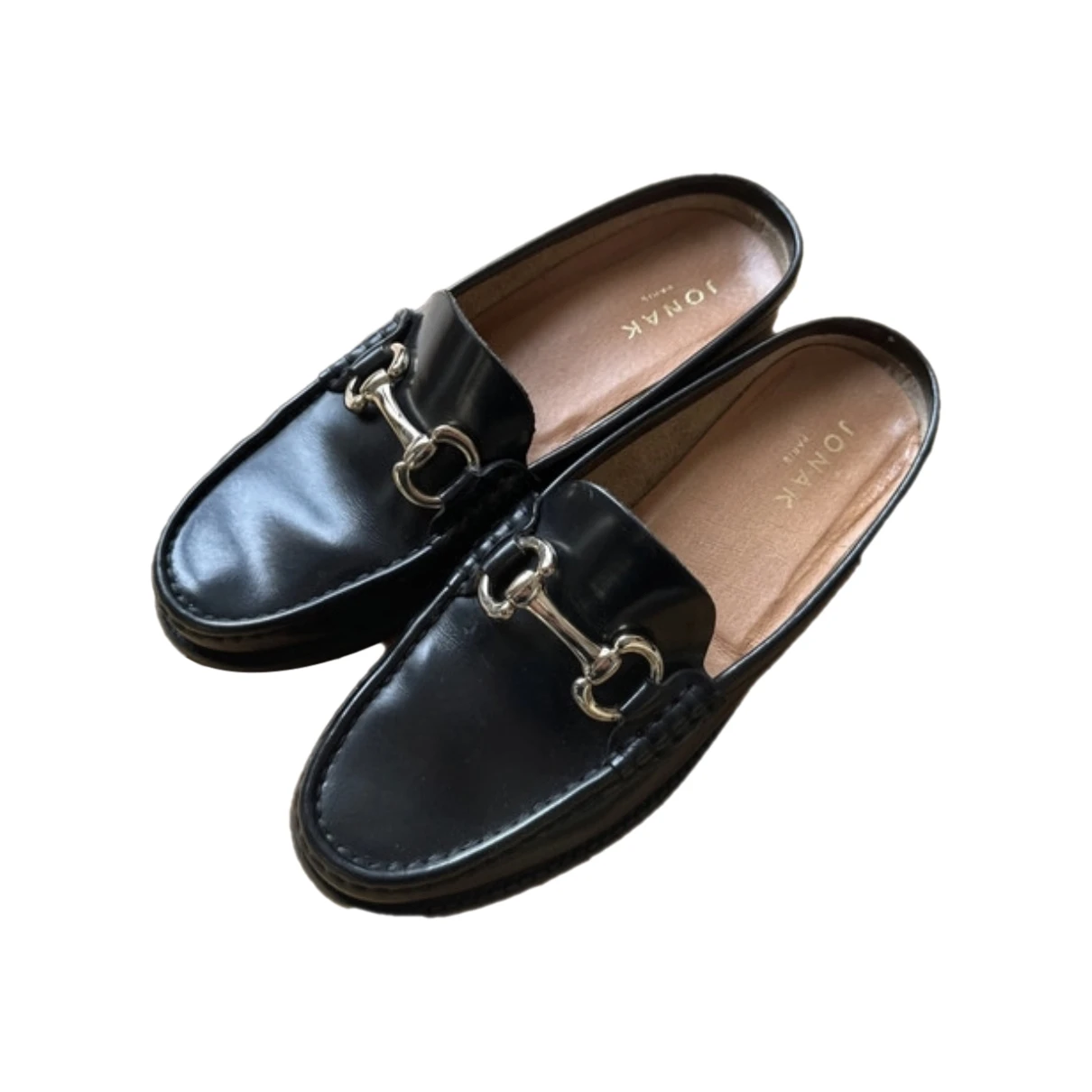 Pre-owned Jonak Leather Flats In Black