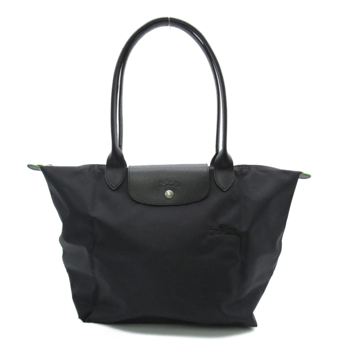 Pre-owned Longchamp Pliage Leather Handbag In Black