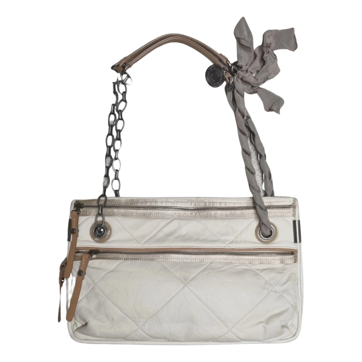 Pre-owned Lanvin Amalia Leather Handbag In Beige