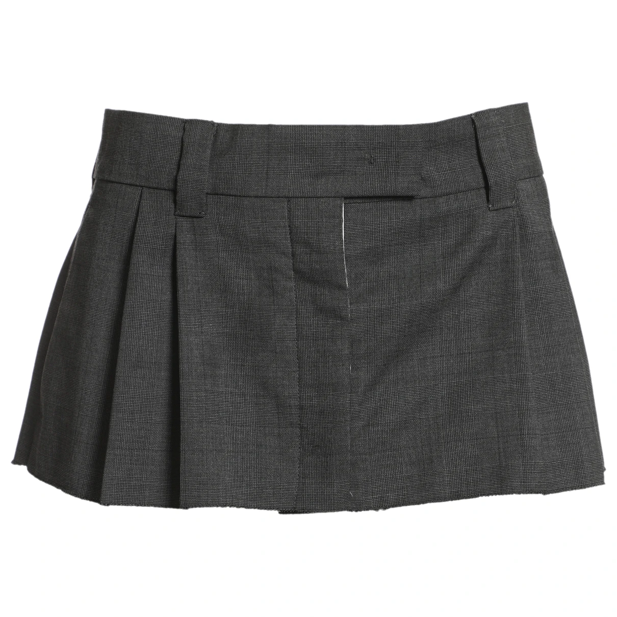 Pre-owned Miu Miu Wool Mini Skirt In Anthracite
