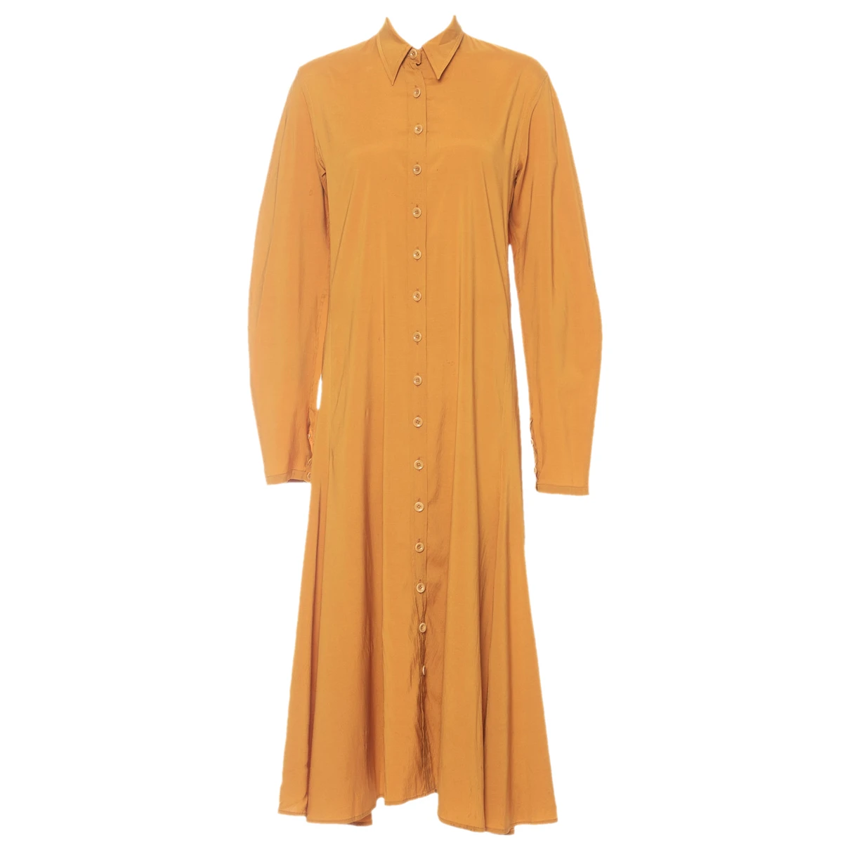 Pre-owned Lemaire Silk Mid-length Dress In Orange