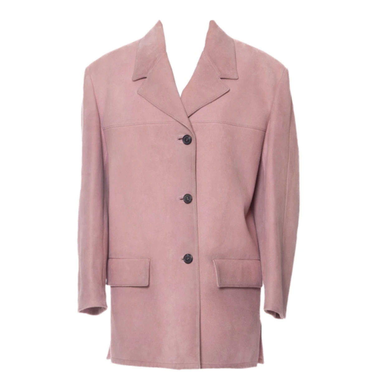 Pre-owned Prada Leather Coat In Pink
