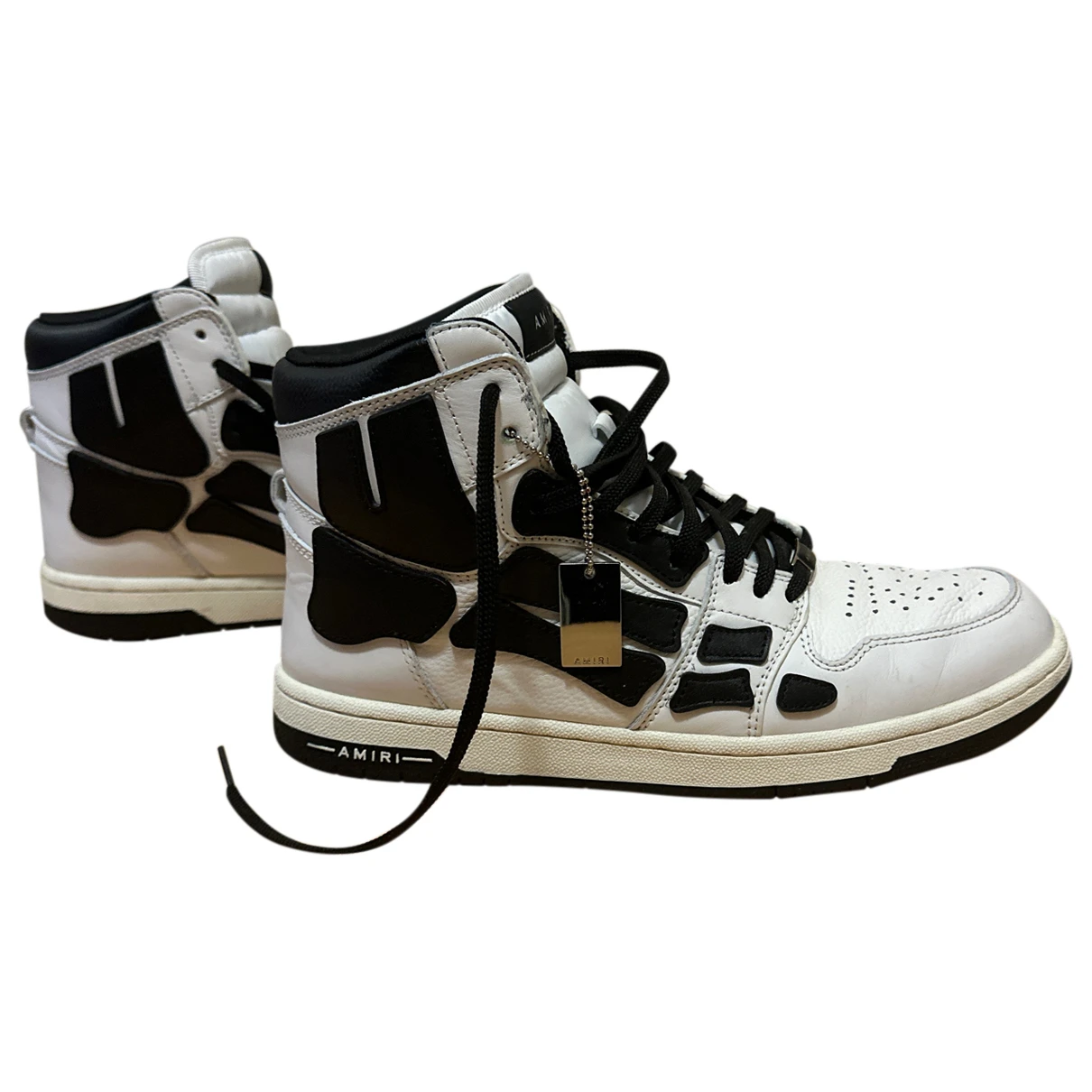 Pre-owned Amiri Leather High Trainers In White