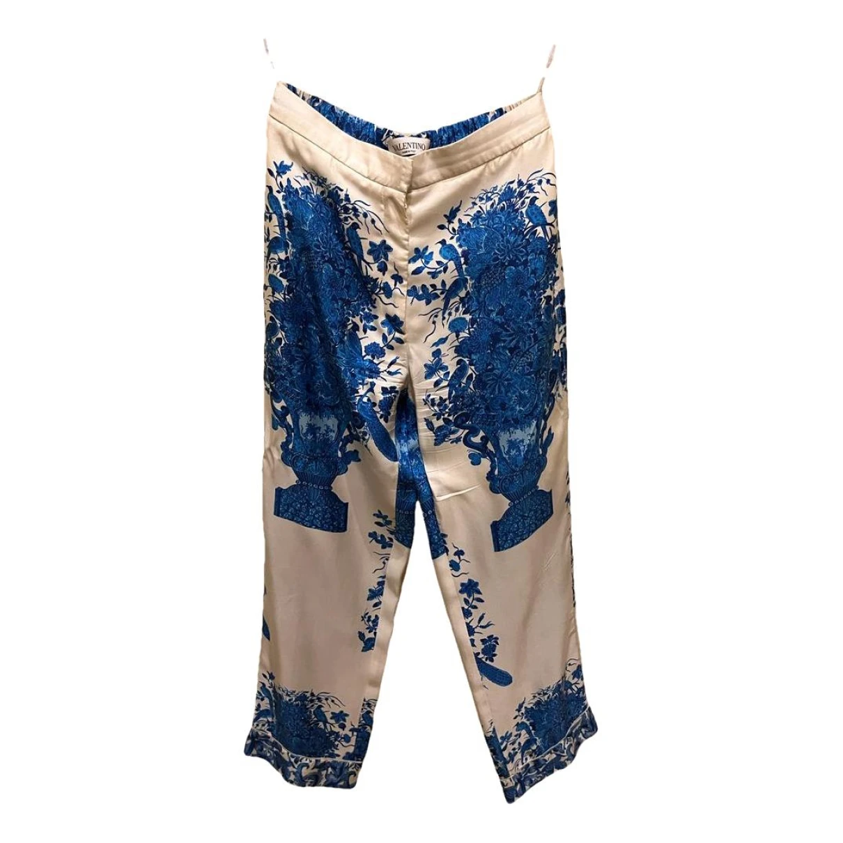 Pre-owned Valentino Silk Trousers In Blue