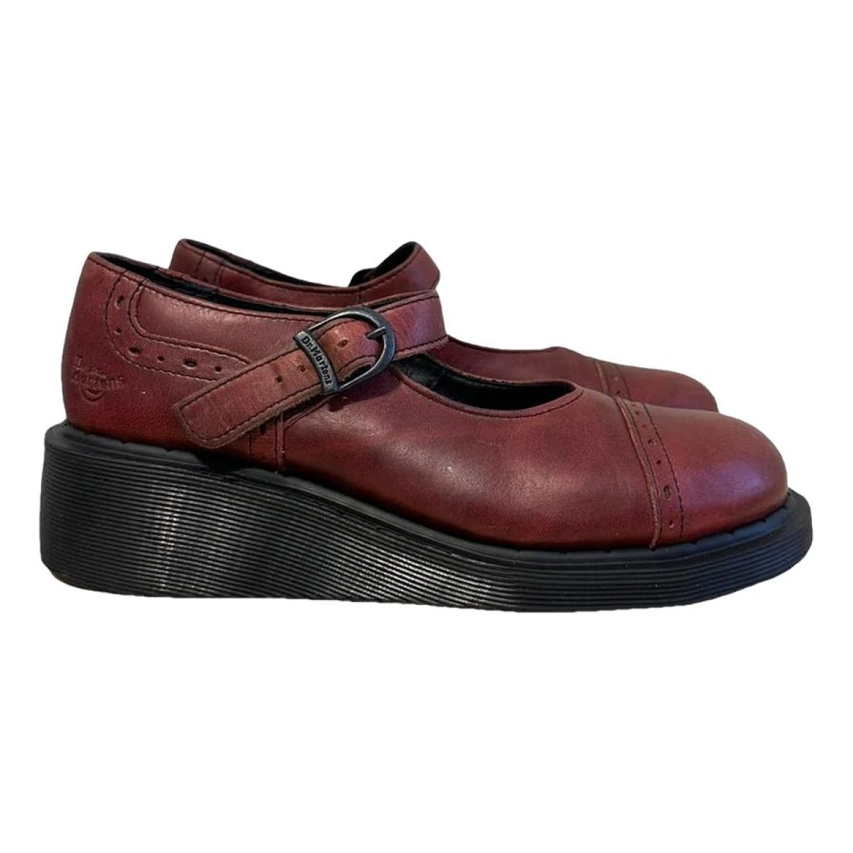 Pre-owned Dr. Martens' Leather Mules & Clogs In Red