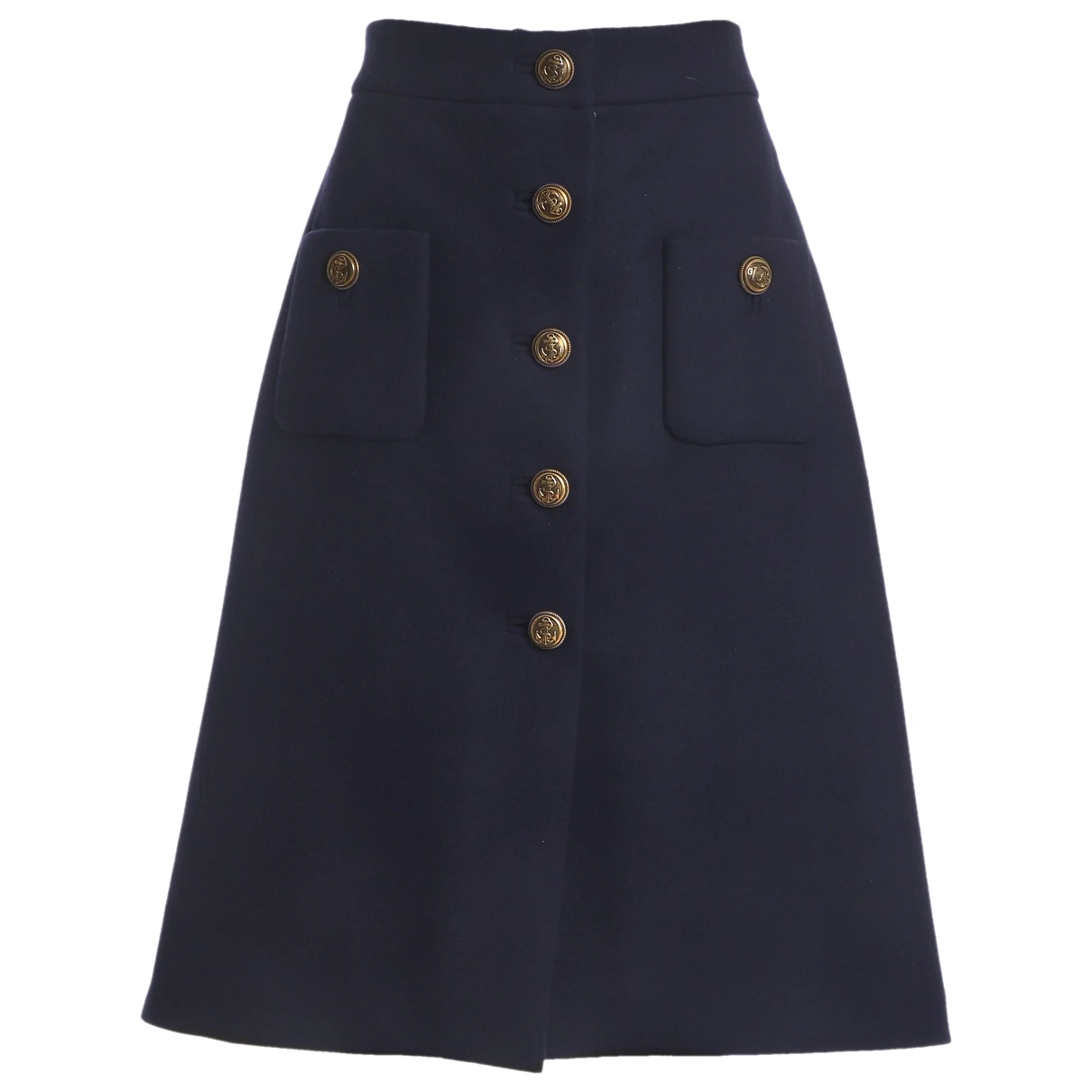 Pre-owned Miu Miu Wool Mid-length Skirt In Navy