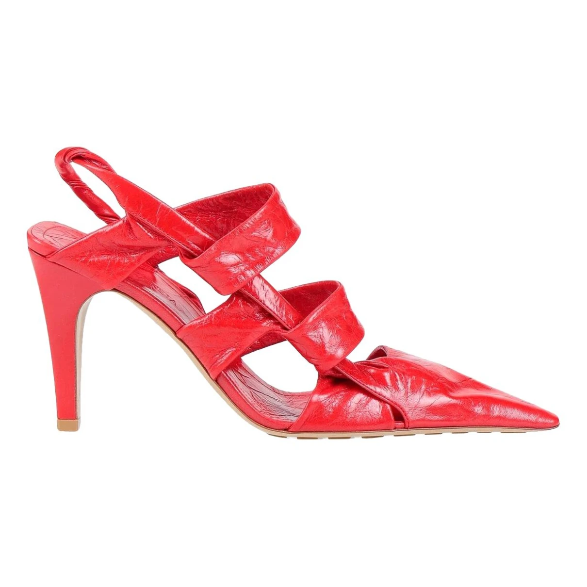 Pre-owned Bottega Veneta Madame Shearling Heels In Red