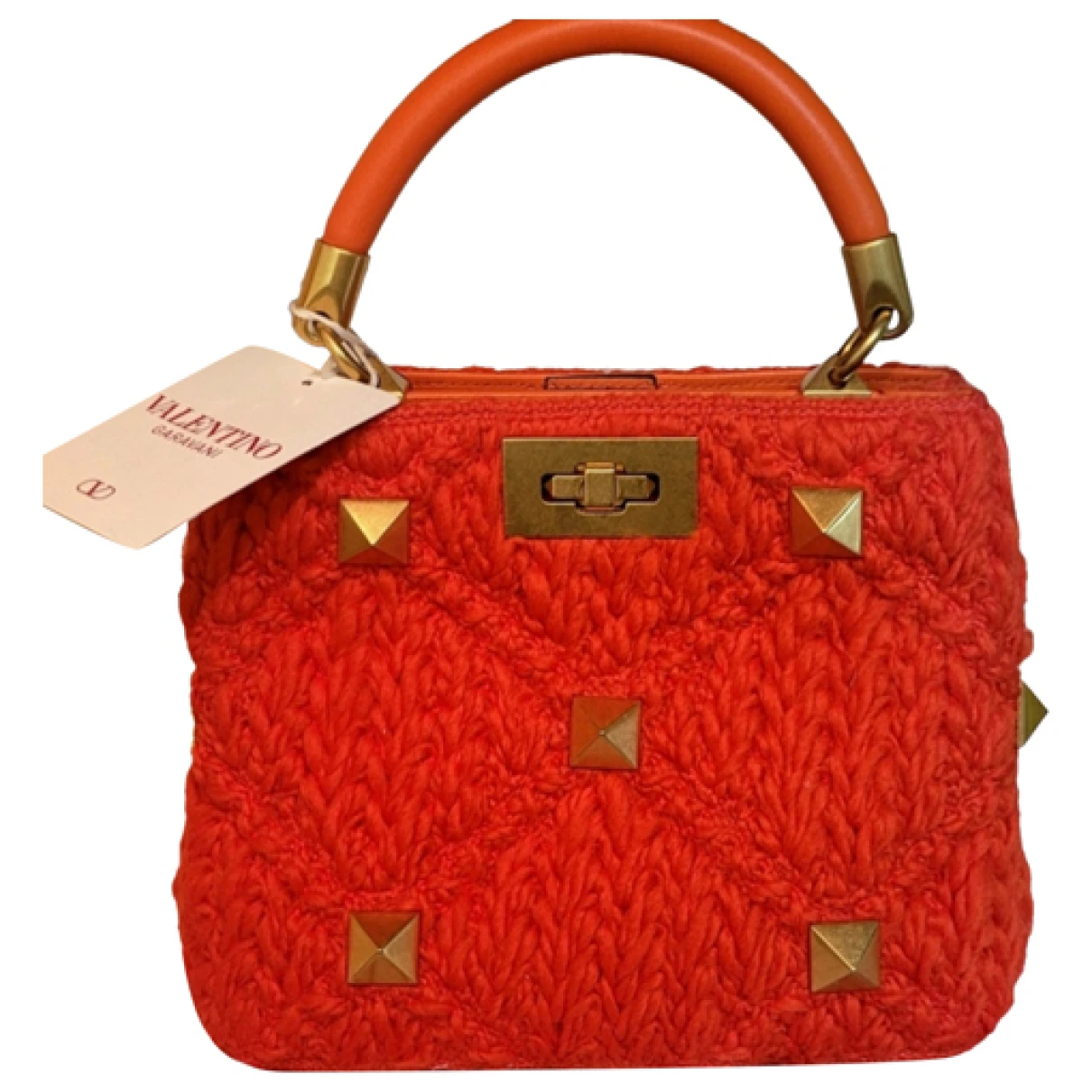 Pre-owned Valentino Garavani Cashmere Crossbody Bag In Orange