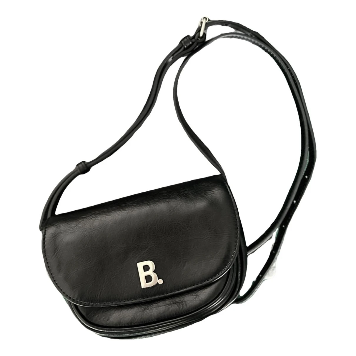 Pre-owned Balenciaga B Leather Crossbody Bag In Black