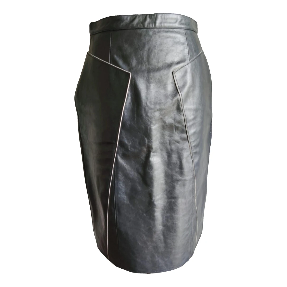 Pre-owned Golden Goose Leather Mid-length Skirt In Black