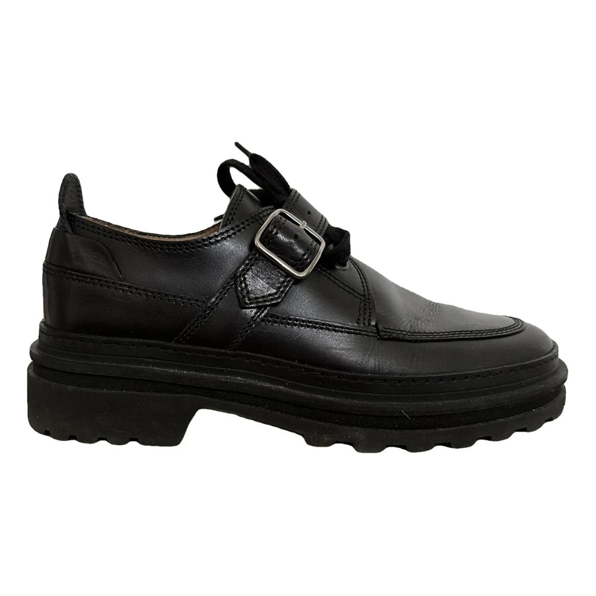 Pre-owned Apc Leather Flats In Black