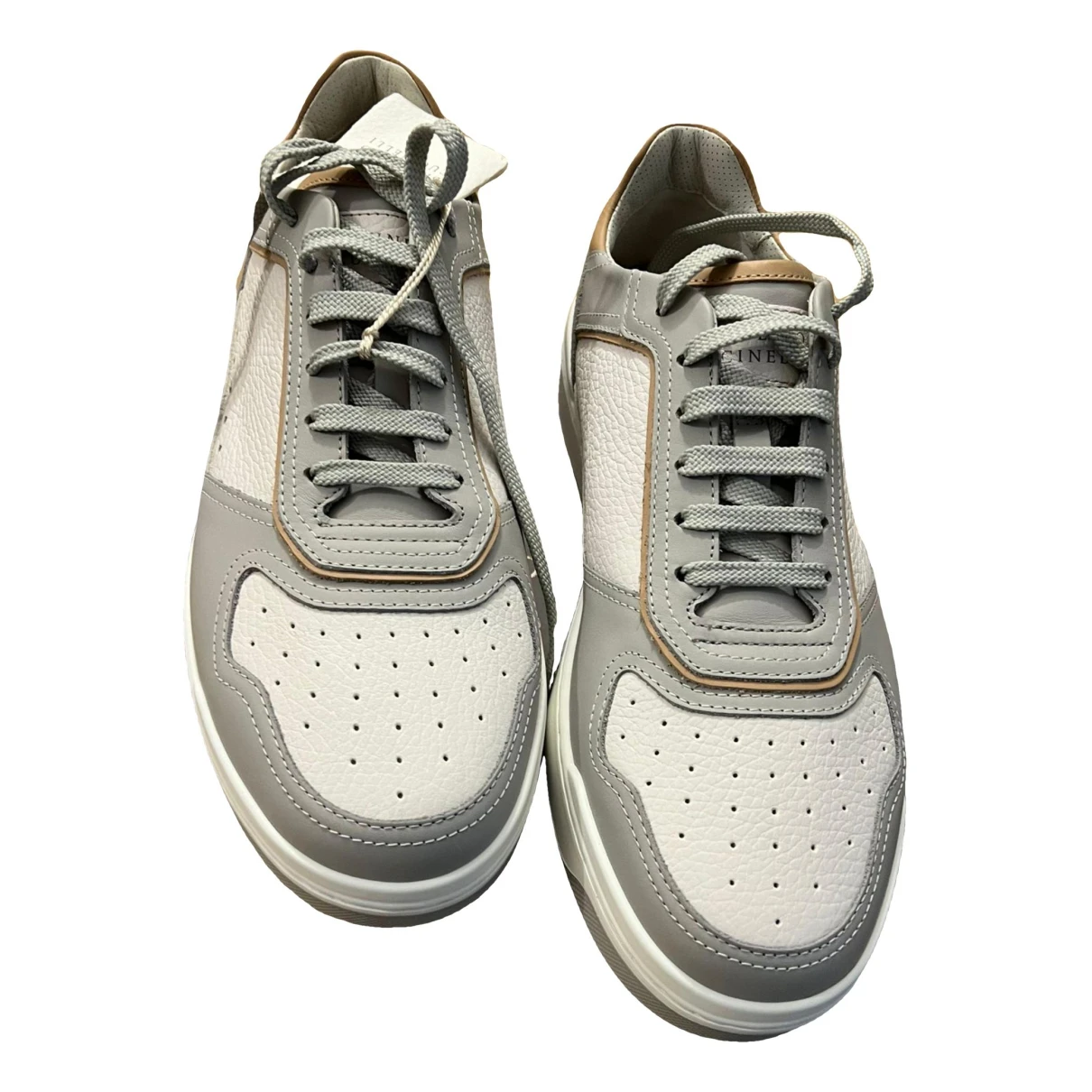 Pre-owned Brunello Cucinelli Leather Trainers In Grey