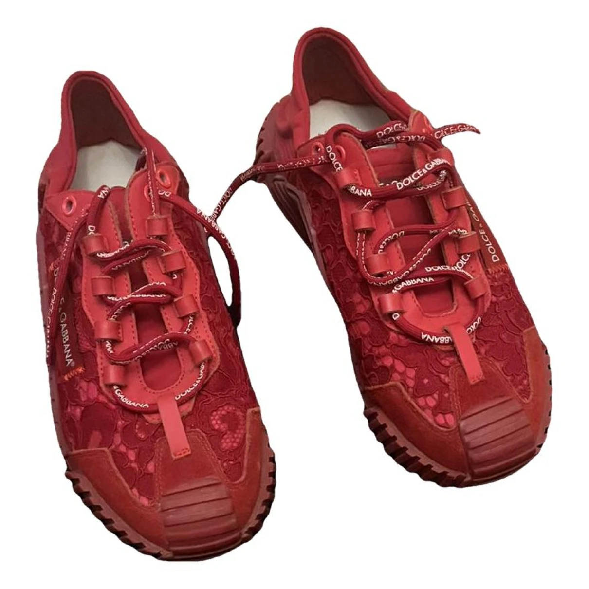 Pre-owned Dolce & Gabbana Cloth Trainers In Red