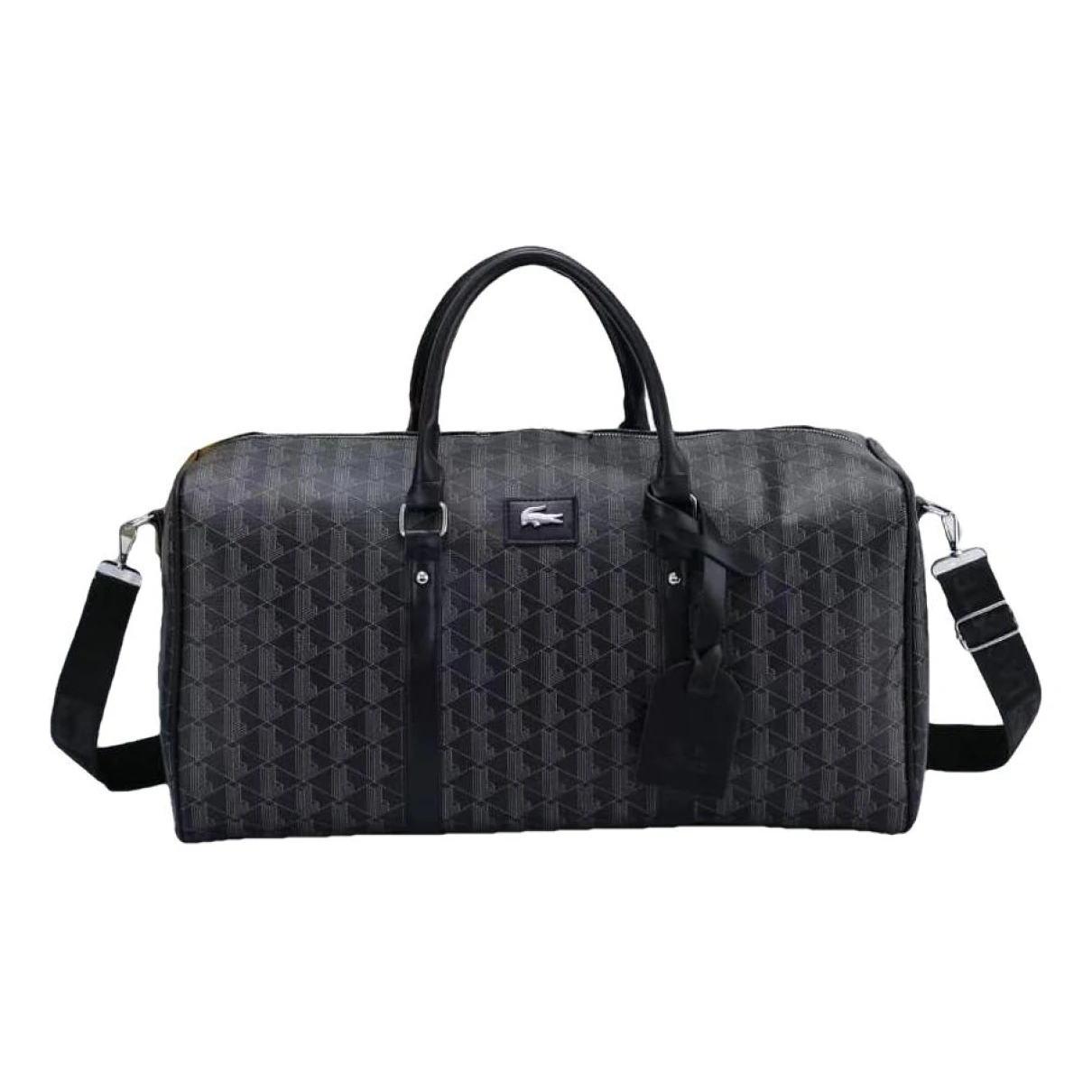 Pre-owned Lacoste Leather Travel Bag In Black