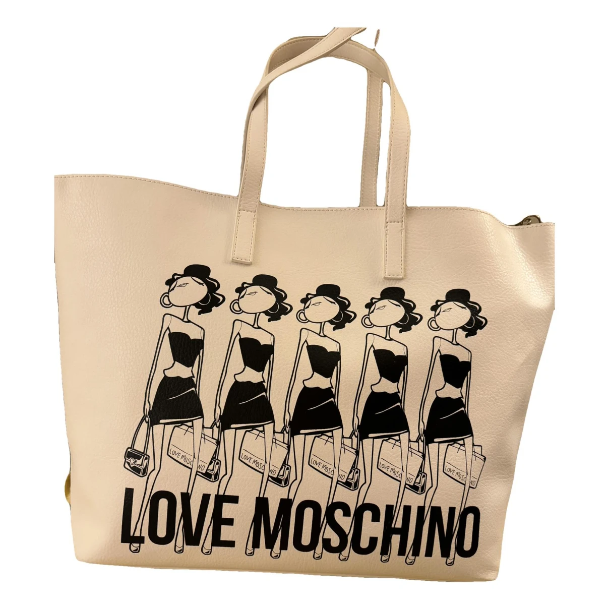 Pre-owned Moschino Love Leather Tote In White