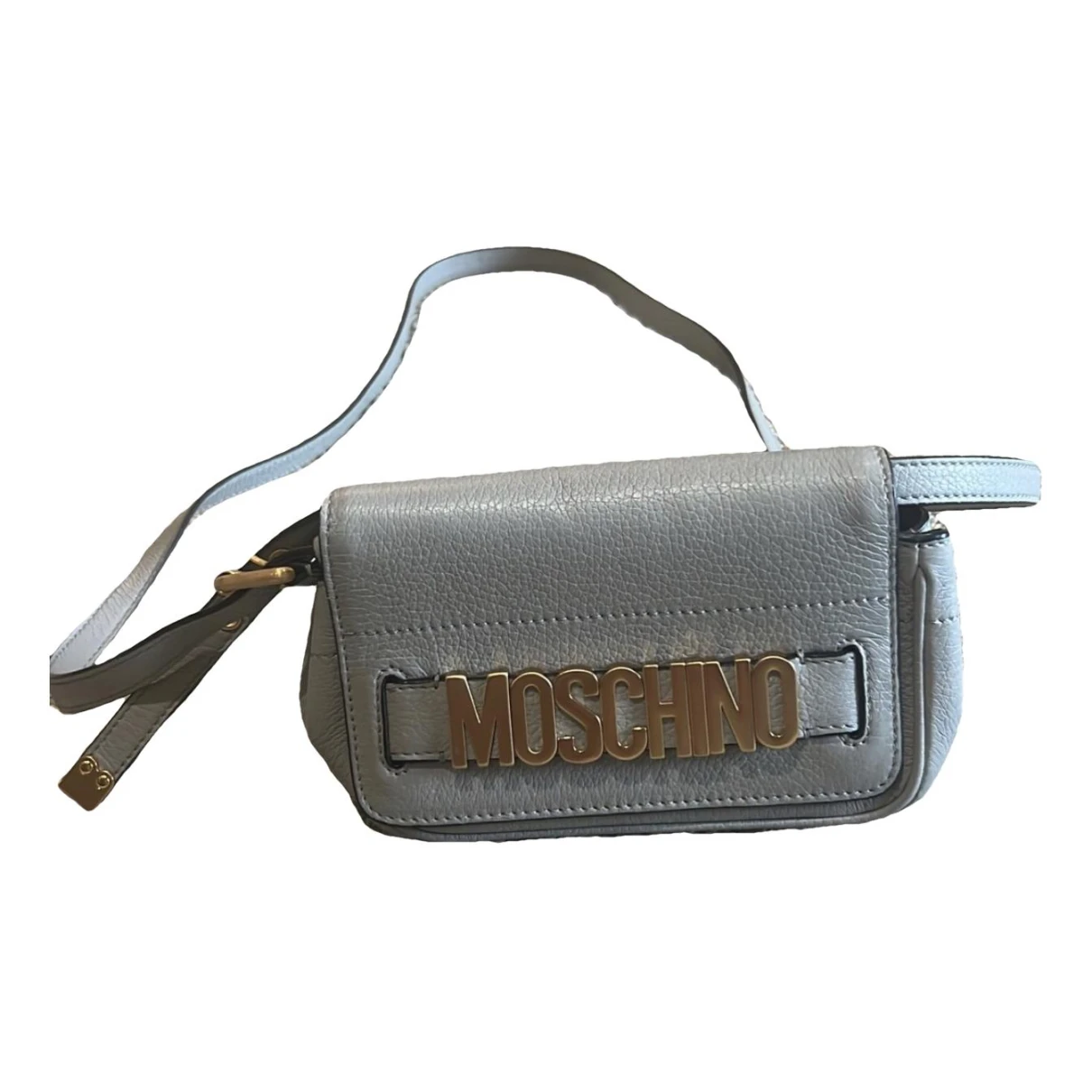 Pre-owned Moschino Leather Crossbody Bag In Grey