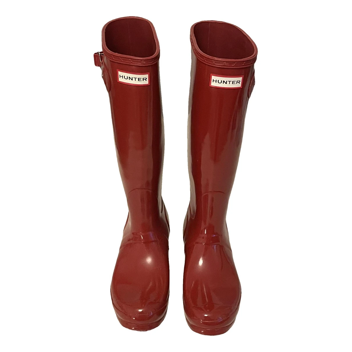 Pre-owned Hunter Wellington Boots In Red