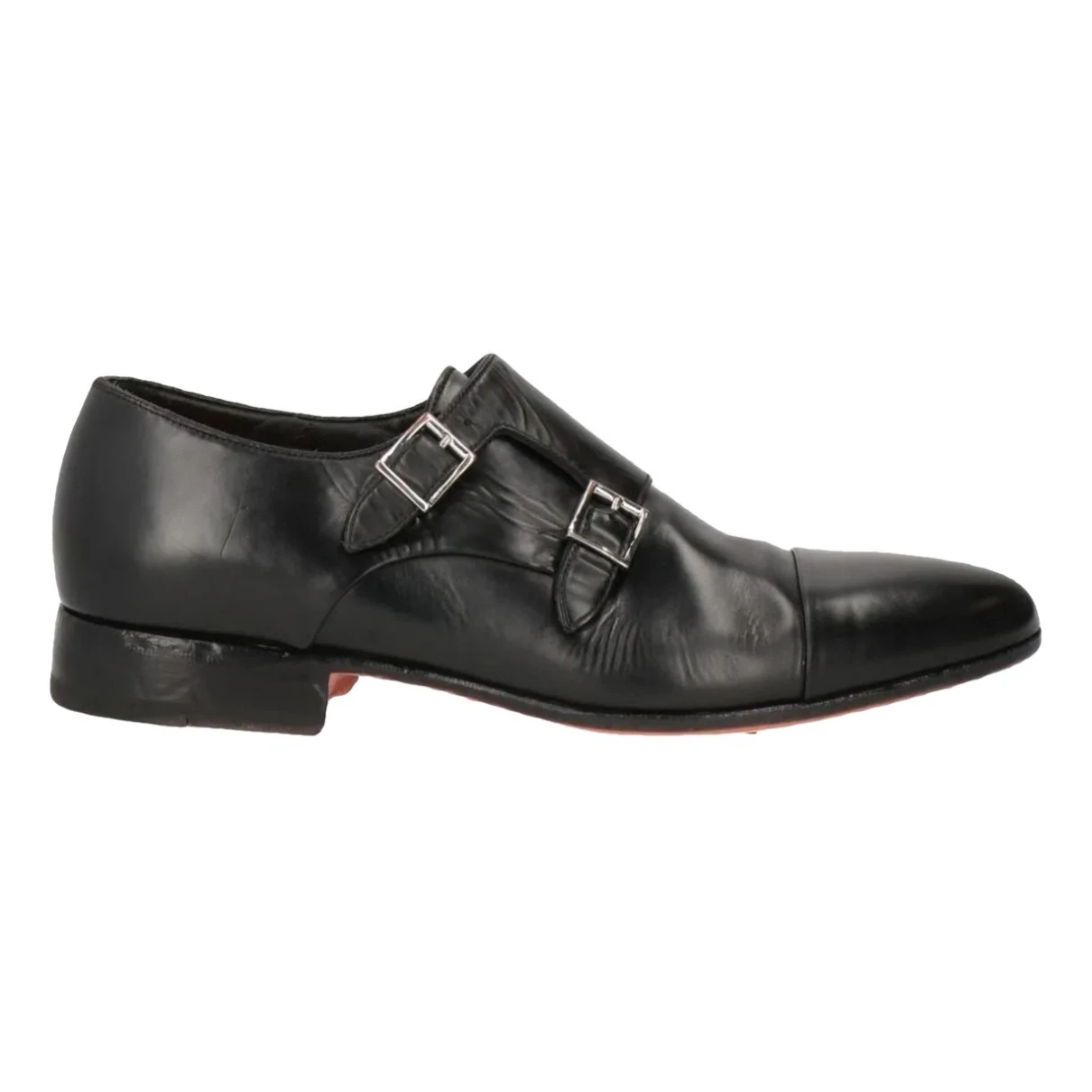 Pre-owned Santoni Leather Flats In Black