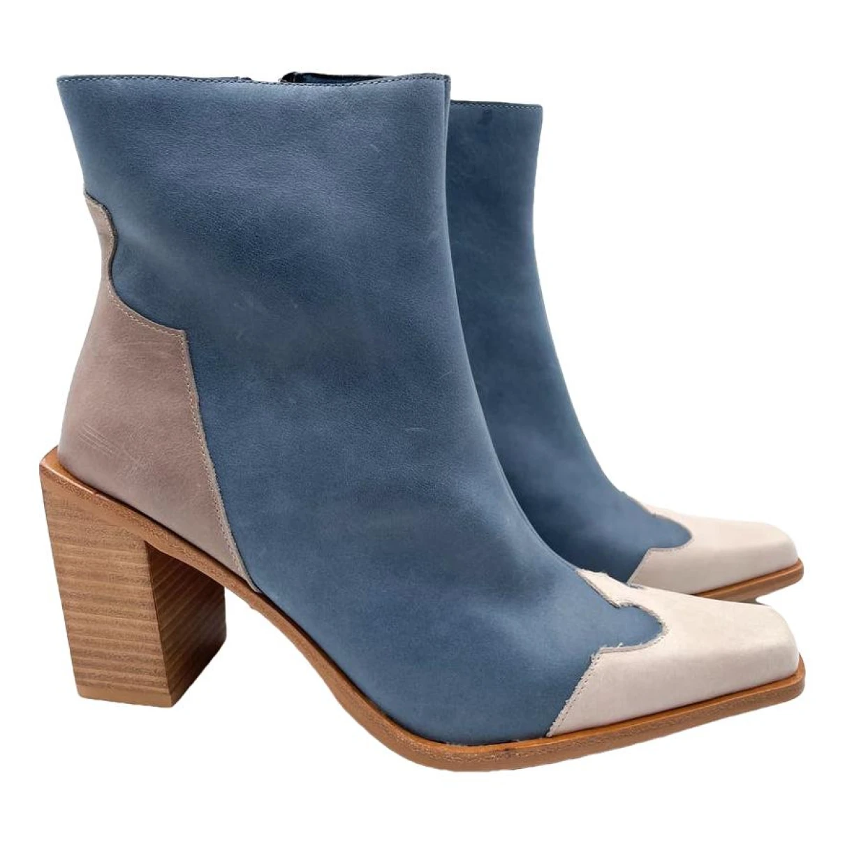 Pre-owned Jeffrey Campbell Leather Western Boots In Blue