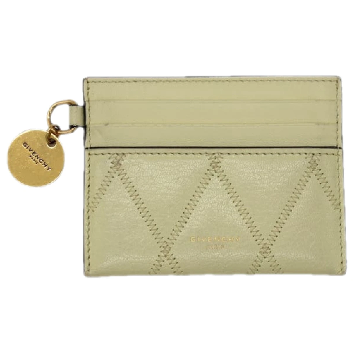 Pre-owned Givenchy Leather Card Wallet In Khaki