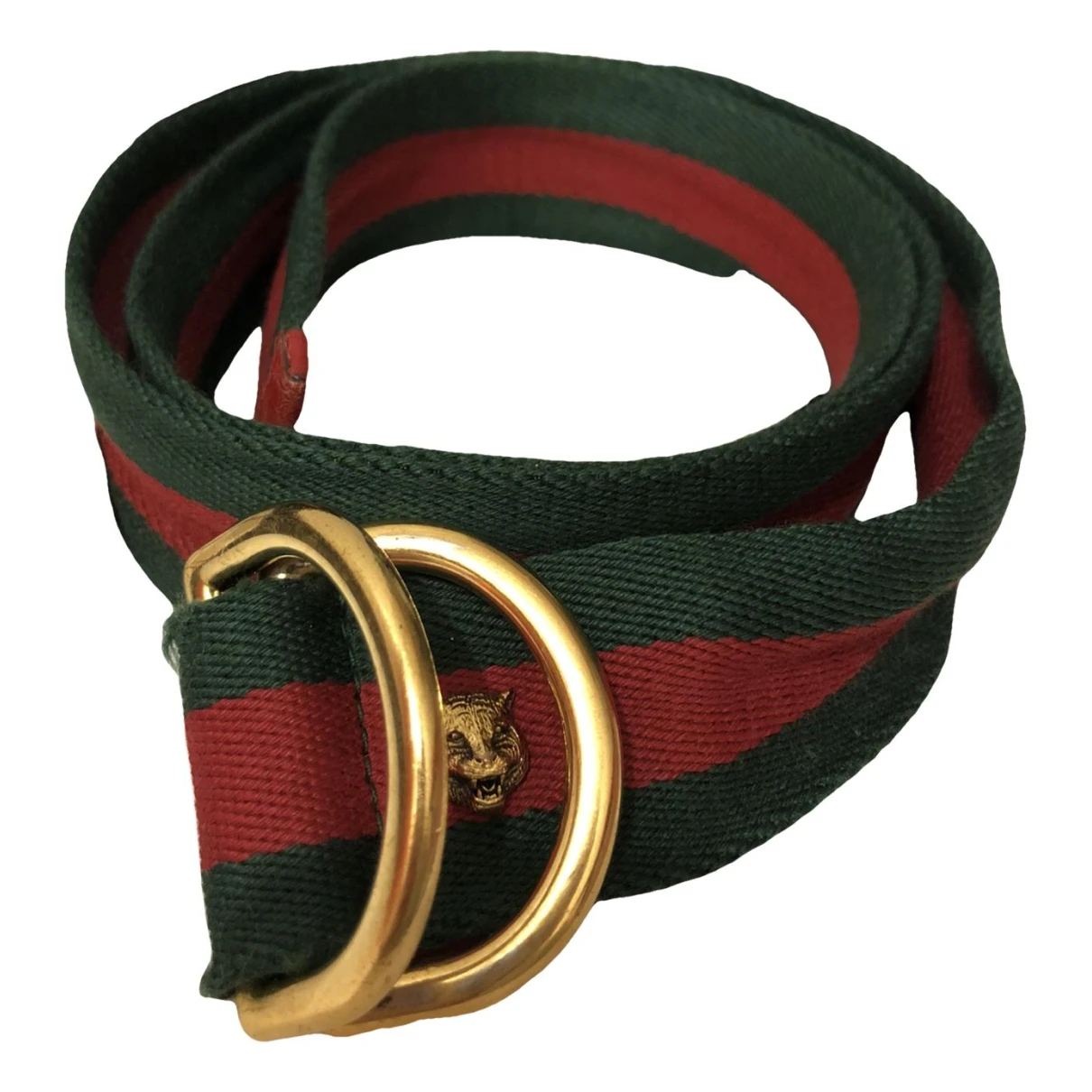 Pre-owned Gucci Feline Buckle Belt In Red