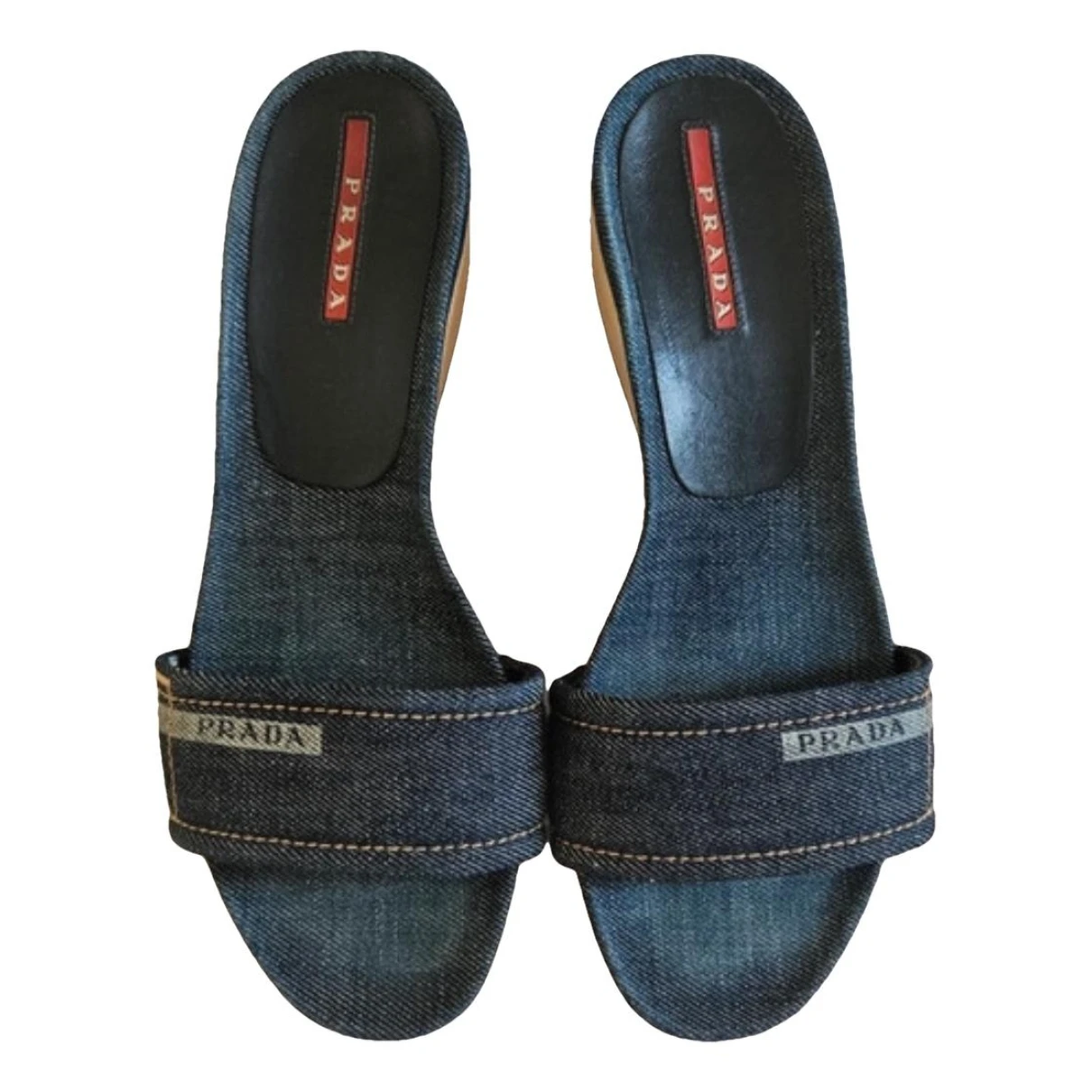 Pre-owned Prada Cloth Sandal In Blue