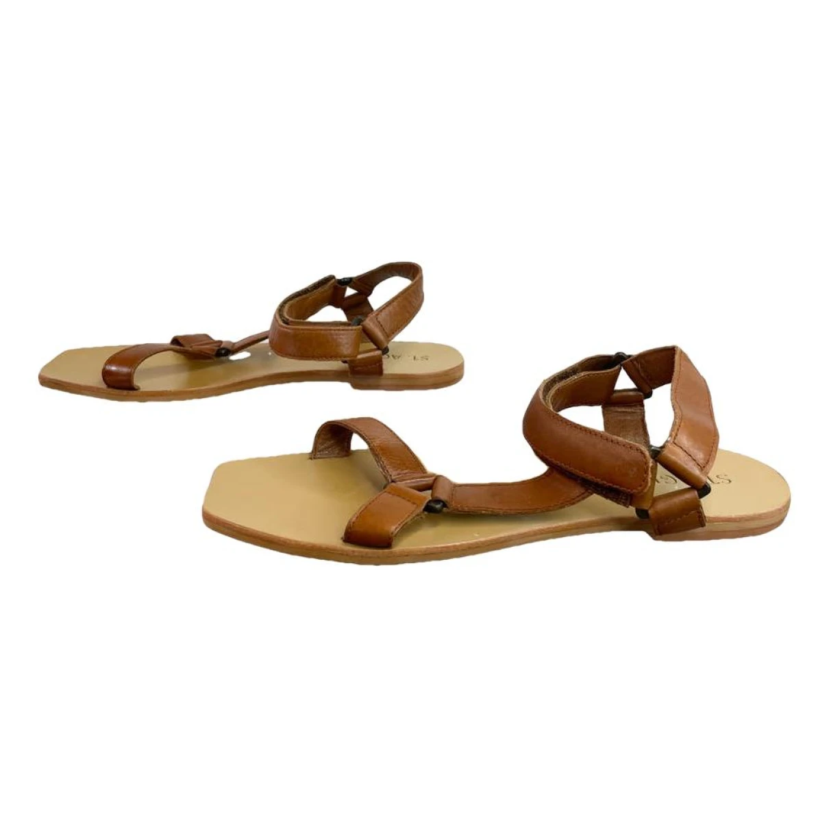 Pre-owned St Agni Leather Sandal In Brown