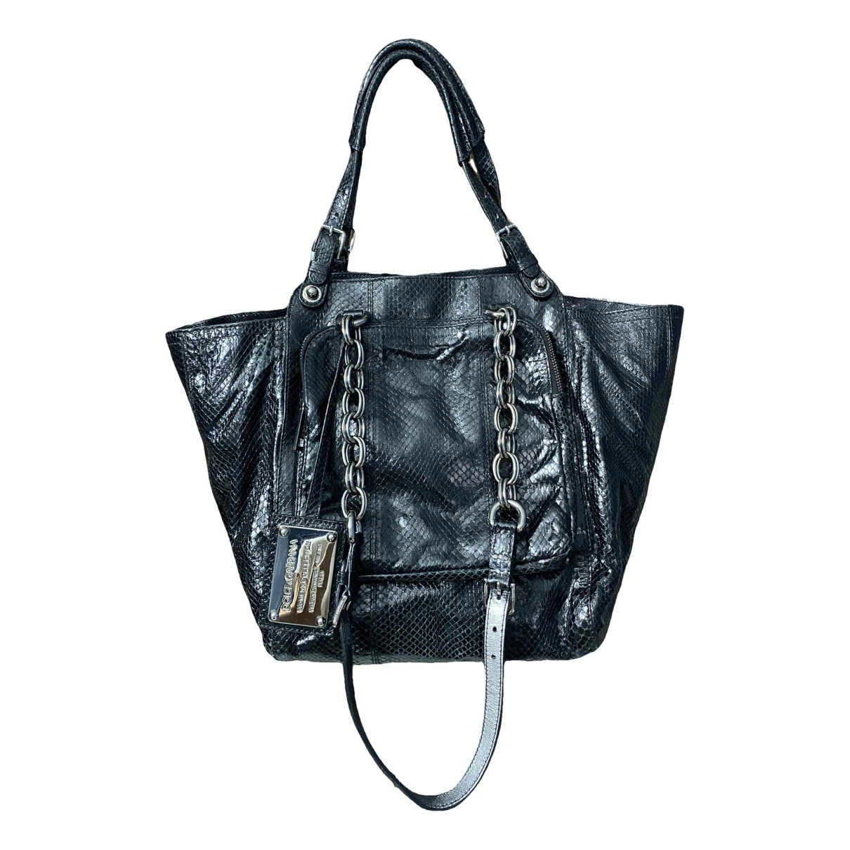 Pre-owned Dolce & Gabbana Python Tote In Black