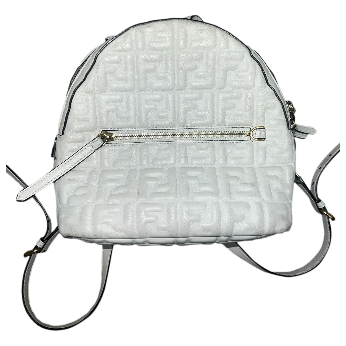 Pre-owned Fendi By The Way Leather Backpack In White