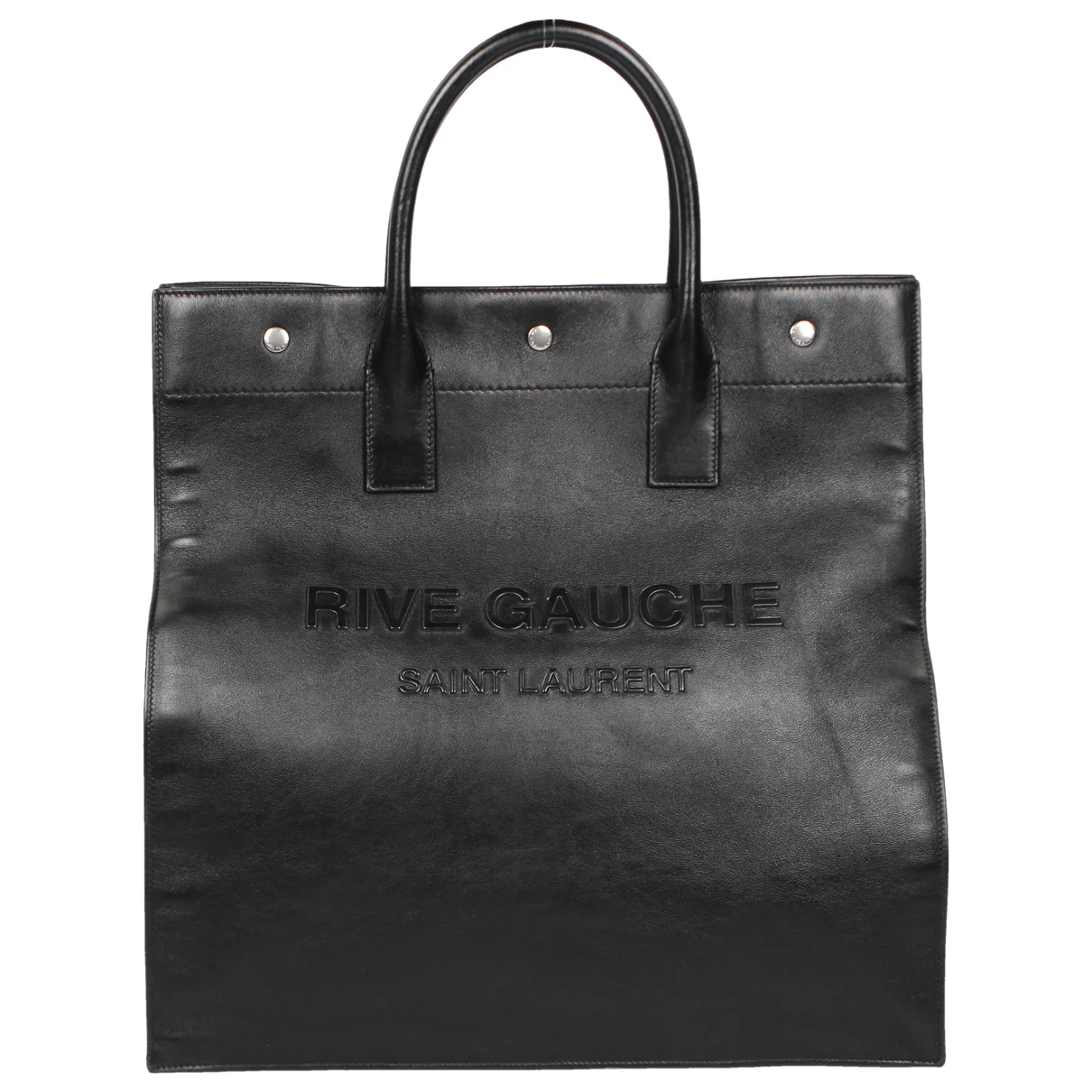 Pre-owned Saint Laurent Rive Gauche Leather Tote In Black