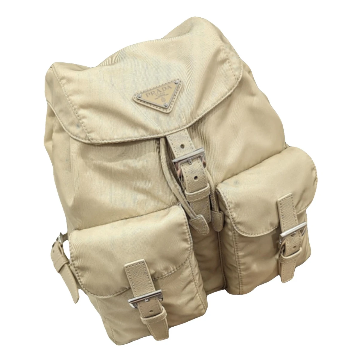 Pre-owned Prada Re-nylon Backpack In Beige
