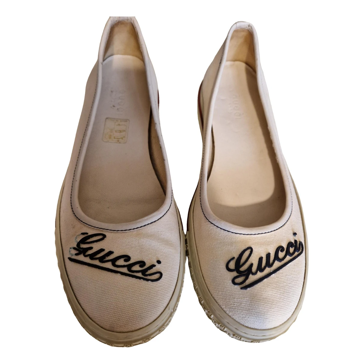 Pre-owned Gucci Cloth Ballet Flats In White