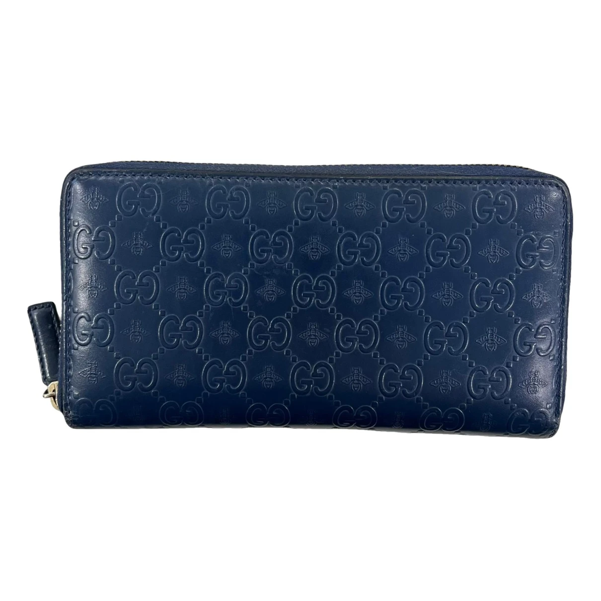 Pre-owned Gucci Continental Leather Wallet In Blue