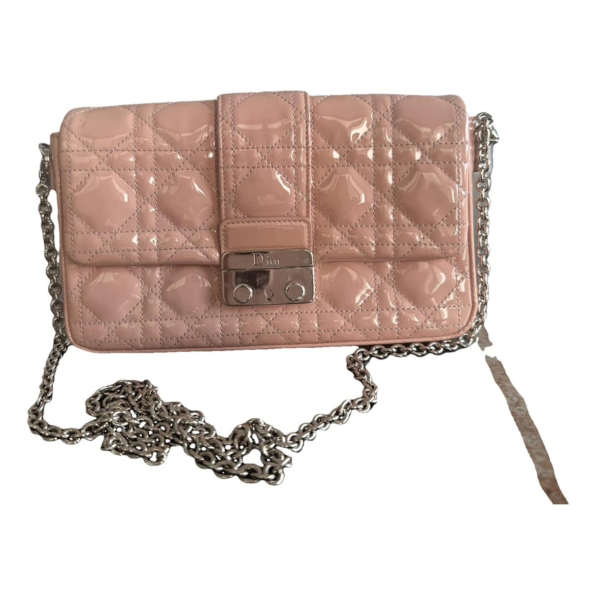 Pre-owned Dior Wallet On Chain Patent Leather Crossbody Bag In Pink
