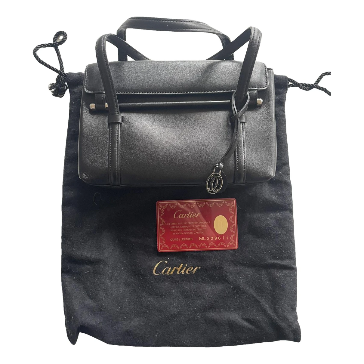 Pre-owned Cartier Leather Clutch Bag In Black