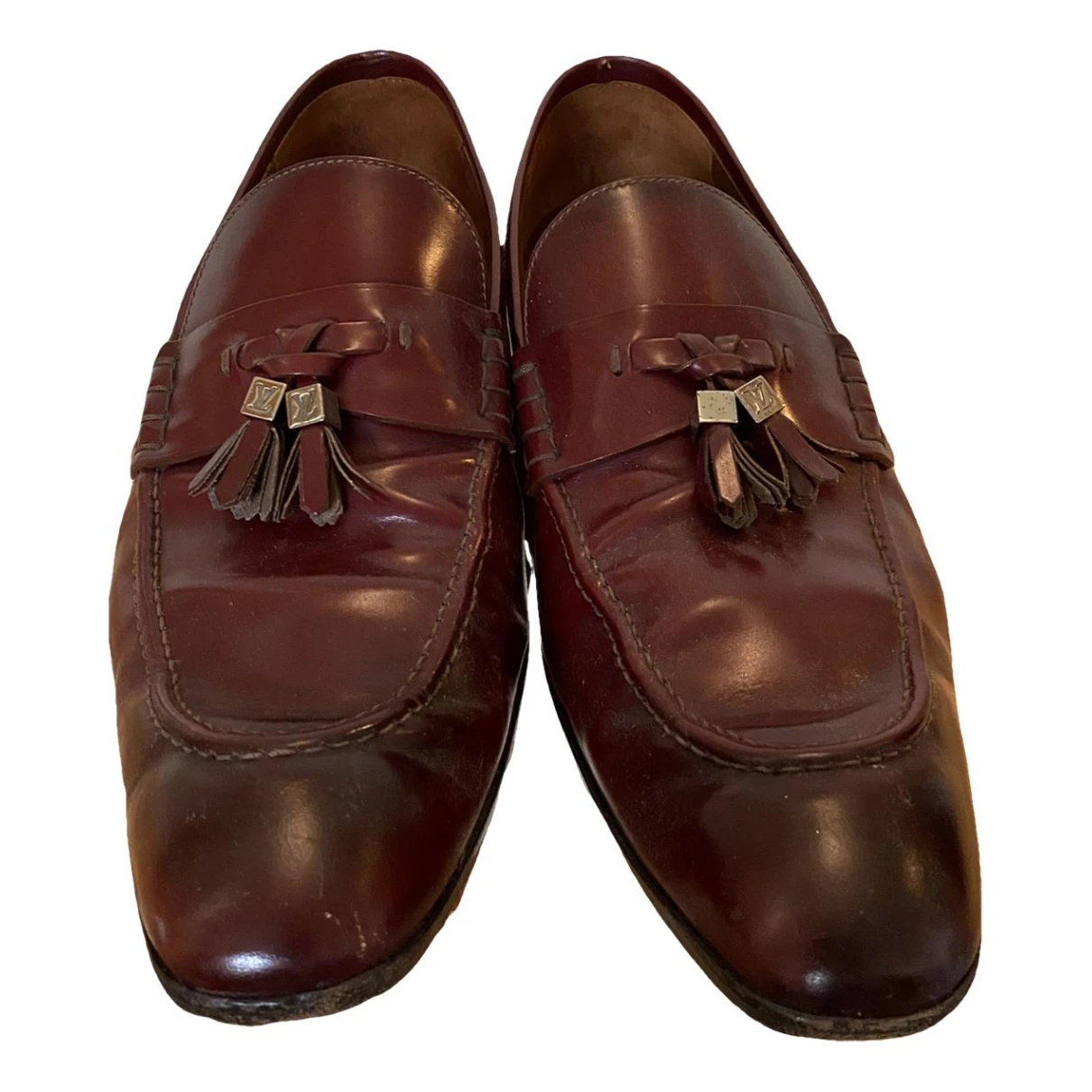 Pre-owned Louis Vuitton Leather Lace Ups In Burgundy