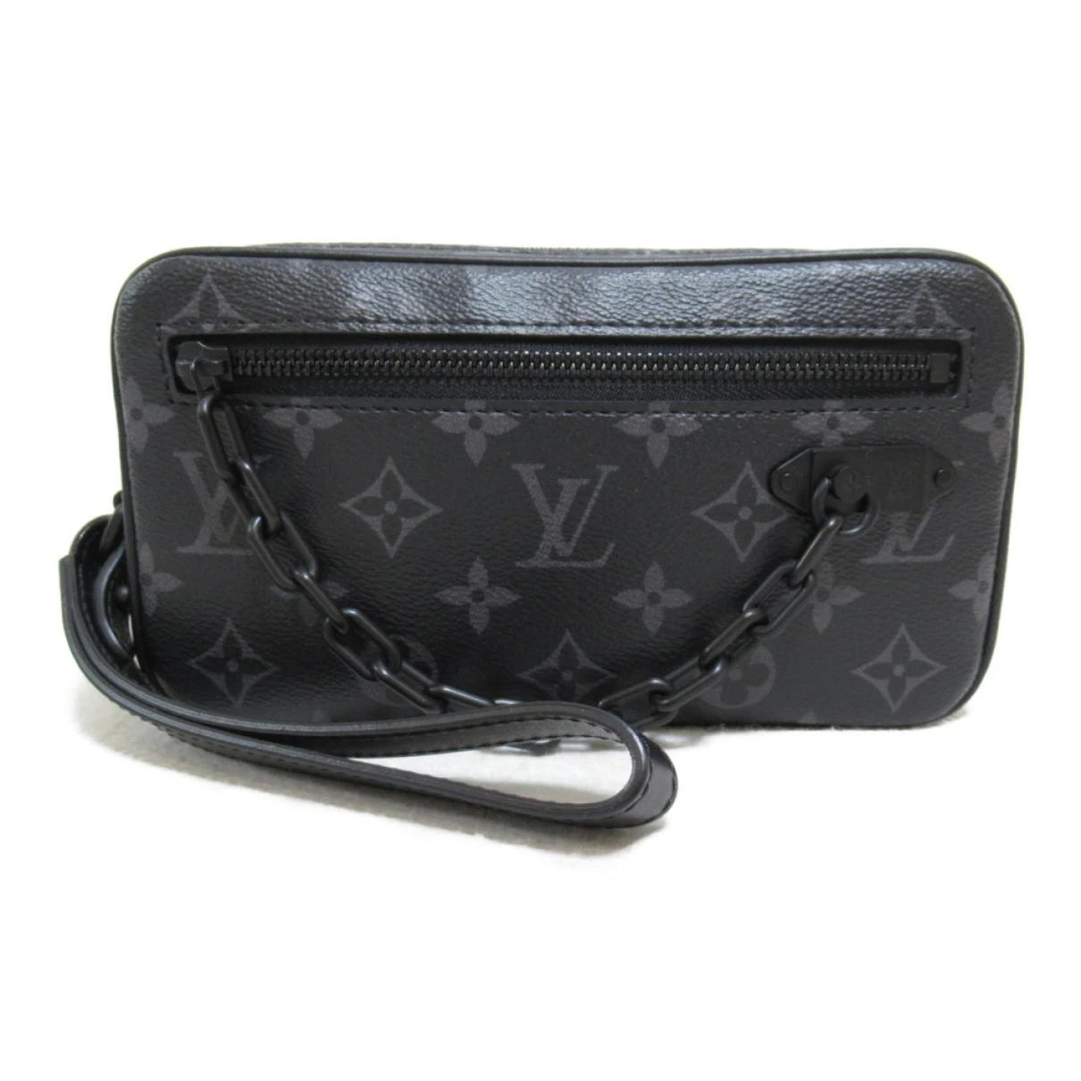 Pre-owned Louis Vuitton Leather Clutch Bag In Grey