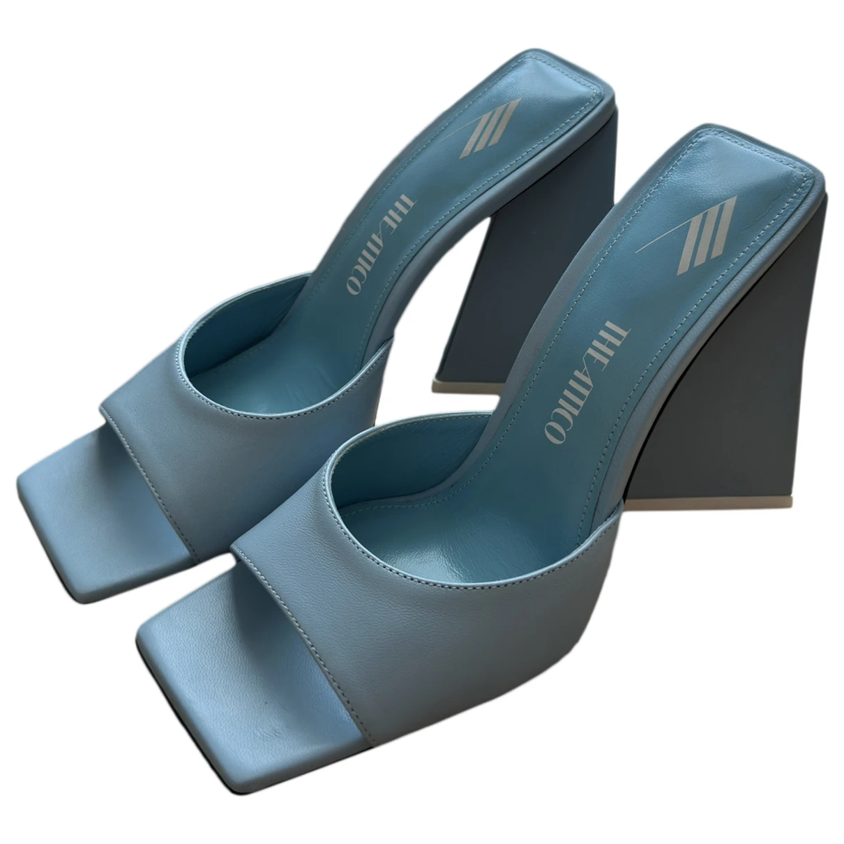 Pre-owned Attico Leather Mules & Clogs In Blue