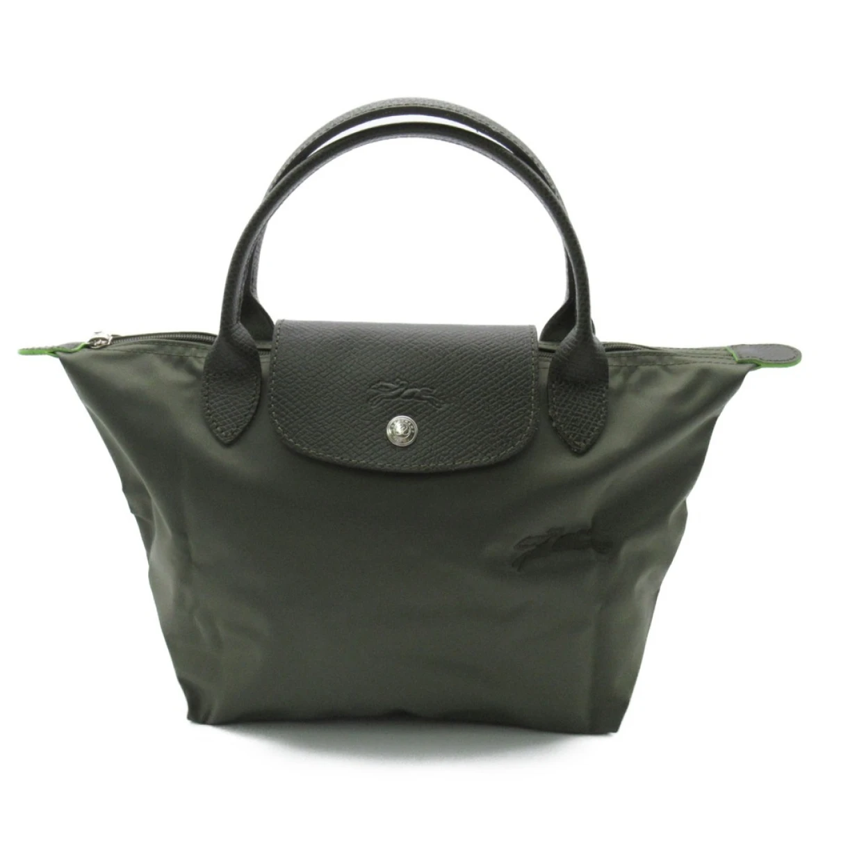 Pre-owned Longchamp Pliage Leather Tote In Green