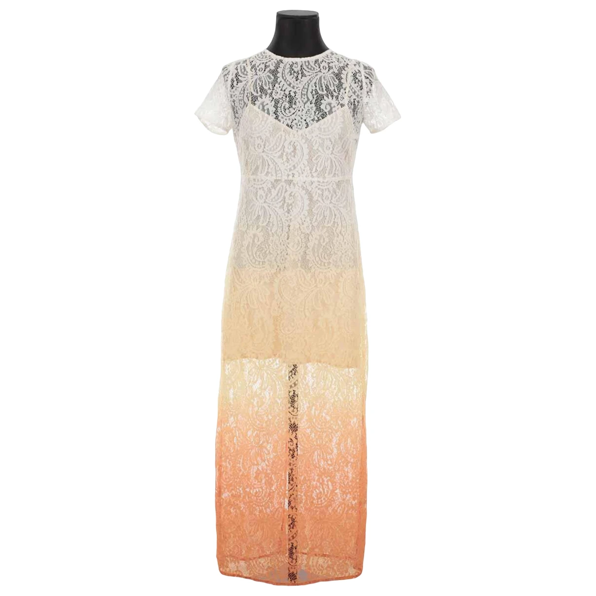 Pre-owned Maje Lace Mid-length Dress In Yellow