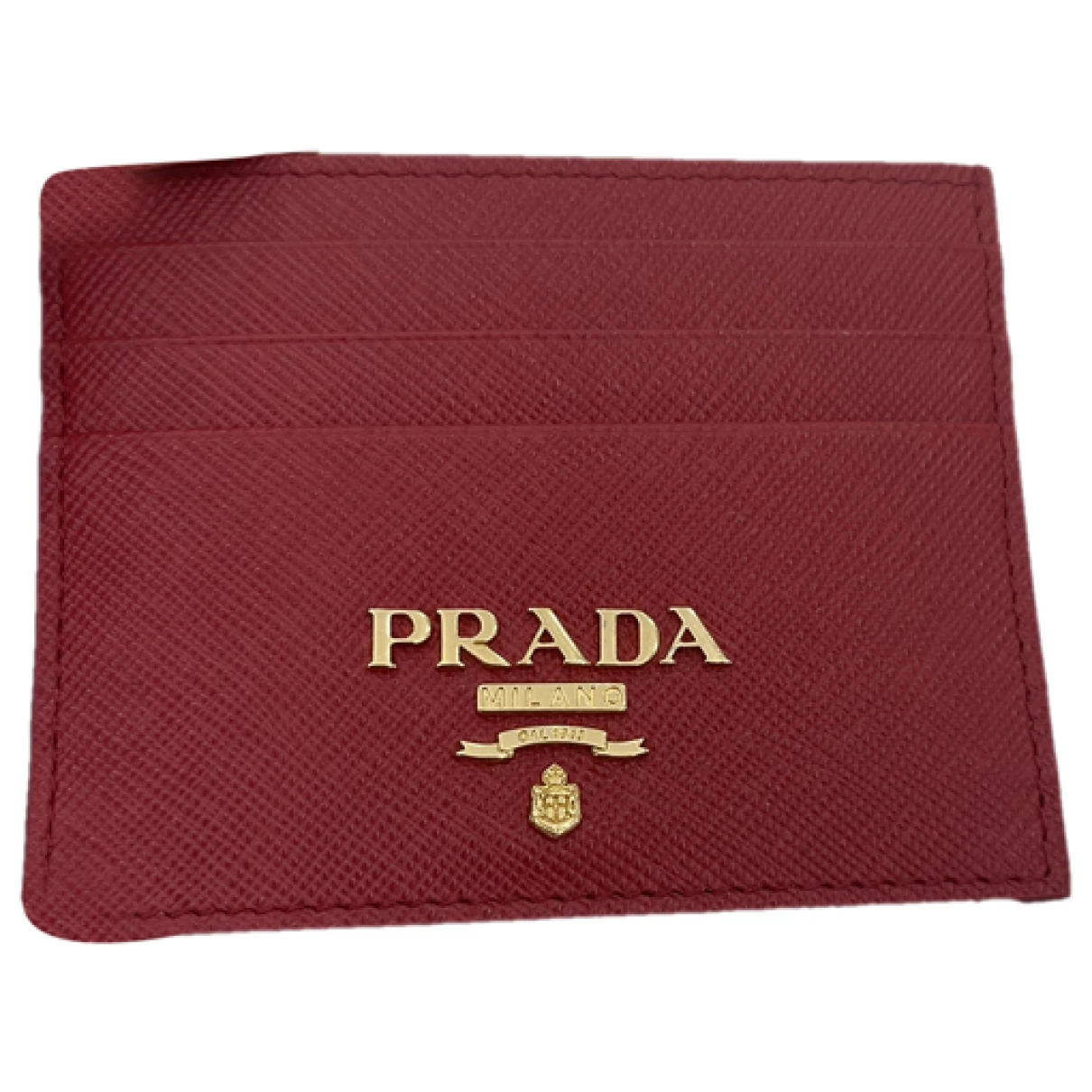Pre-owned Prada Leather Card Wallet In Red