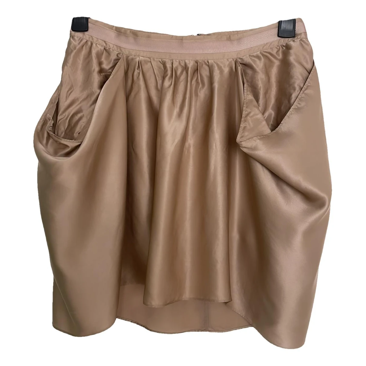 Pre-owned Massimo Dutti Silk Mini Skirt In Gold